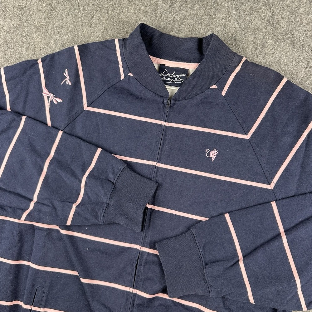 Artful Dodger Scott Langton Full Zip Jacket Men Medium Blue Stripe Designer RARE